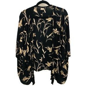 O’Neill Lightweight Black and Cream Floral Draped Vest Women’s Medium